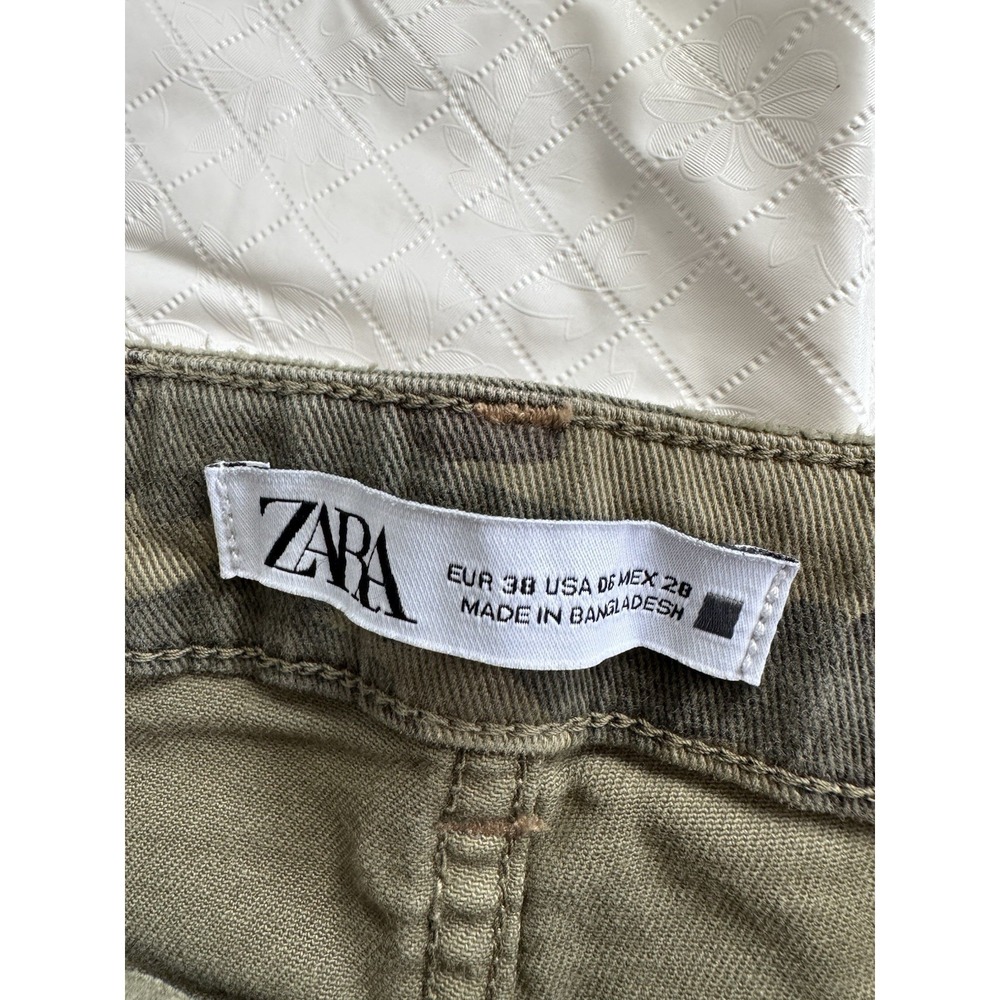 Zara Womens Camouflage Camo Print Low Rise Stretch Skinny Denim Jeans USA 6 - Picture 3 of 7